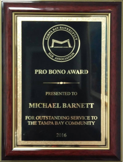 2016 Pro Bono award for 